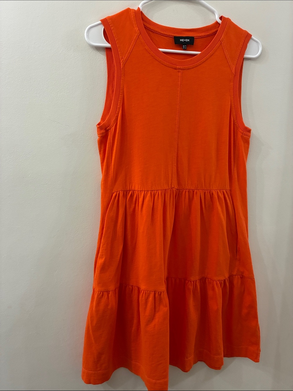 ME+EM Orange Tiered Sleeveless Dress - women’s size 6 - pockets - cotton blend